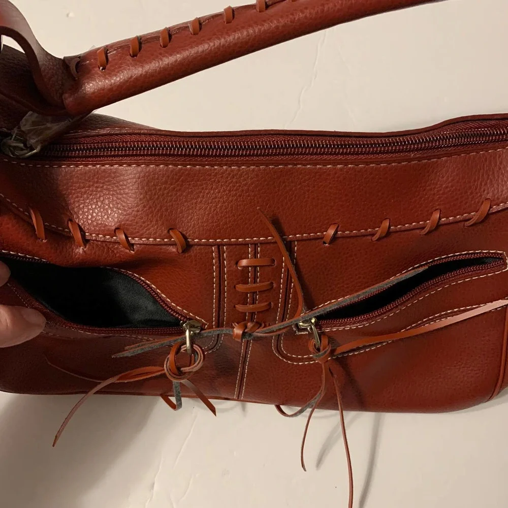 Red Pebbled Leather‎ Satchel NWOT